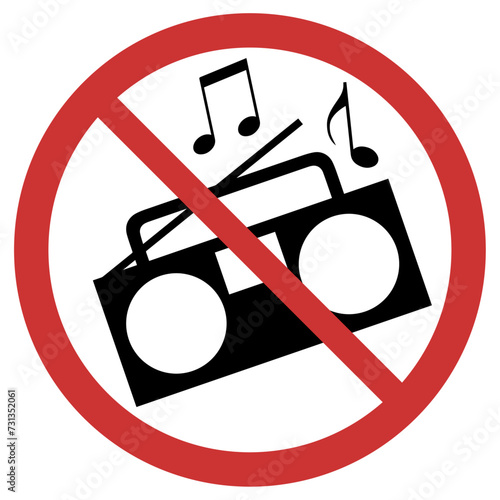 Vector graphic of sign prohibiting loud music in this area