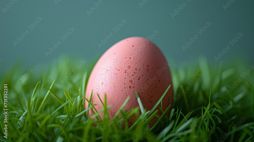 A minimalist Easter egg painted in pastel shades, resting on a bed of fresh green grass A minimalist Easter egg painted in pastel shades, resting on a bed of fresh green grass