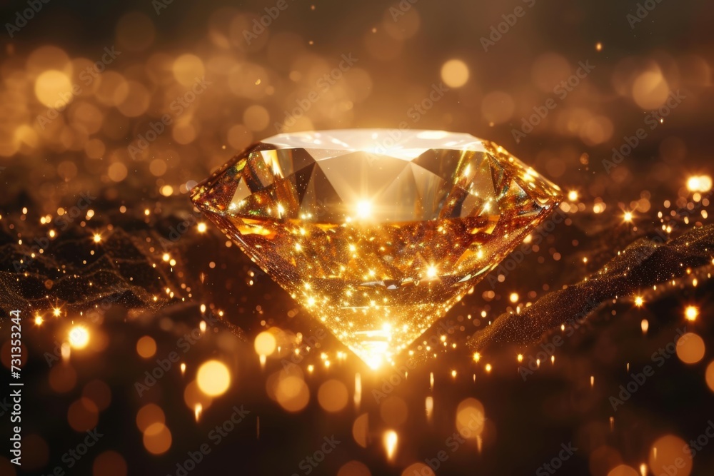 Gold Diamond. Low polygon line, triangles, and particle style design. Abstract geometric wireframe light connection structure Gold Diamond. Low polygon line, triangles, and particle style design. Abstract geometric wireframe light connection structure