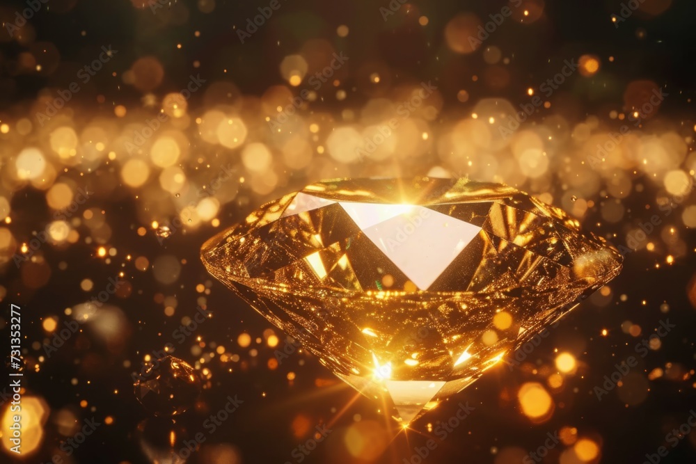 Gold Diamond. Low polygon line, triangles, and particle style design. Abstract geometric wireframe light connection structure Gold Diamond. Low polygon line, triangles, and particle style design. Abstract geometric wireframe light connection structure