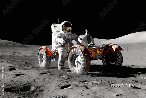 Astronaut Sitting on the Surface of the Moon