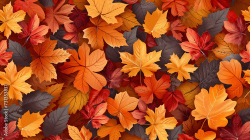 Beautiful seamless pattern of fallen autumn leaves in vibrant hues and intricate textures  perfect for adding a seasonal touch to any project.