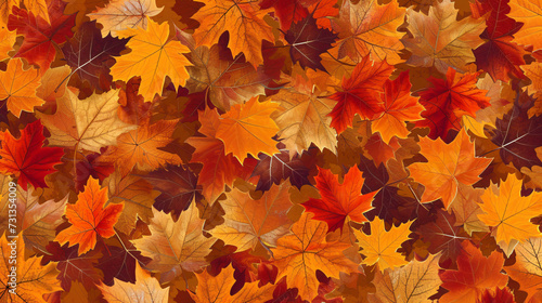 A mesmerizing seamless pattern of autumn s fallen leaves  showcasing a stunning array of rich colors and textures for a truly seasonal feel. Perfect for autumn-themed designs and projects.