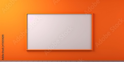 blank frame in Orange backdrop with Orange wall, in the style of dark gray and gray