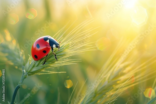 Ladybug Perched on Top of Green Plant © Vit