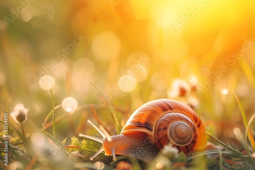 Snail Sitting in Grass