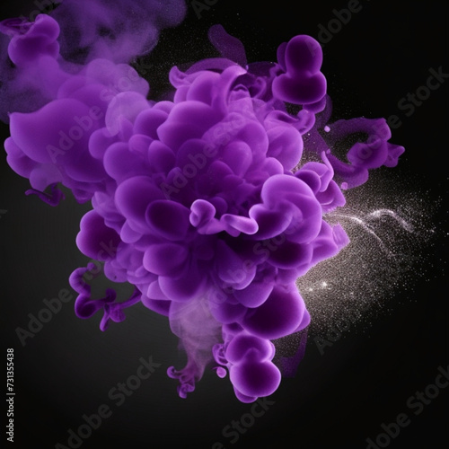 Purple and Blue explosion smoke isolated on transparent background 4k