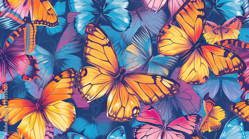 Colorful butterflies dance in a seamless pattern, representing the incredible beauty of transformation. This vibrant design is perfect for bringing a touch of nature and grace to any project © Nijat