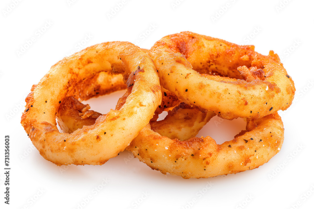 Golden Crispy Fried Onion Rings Isolated