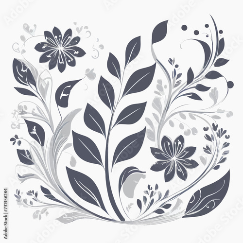 cute silver floral pattern on a white background.