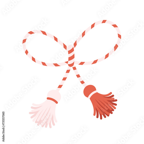 Martisor talisman. Traditional accessory for holiday of early spring in Romania and Moldova. Vector illustration in flat style