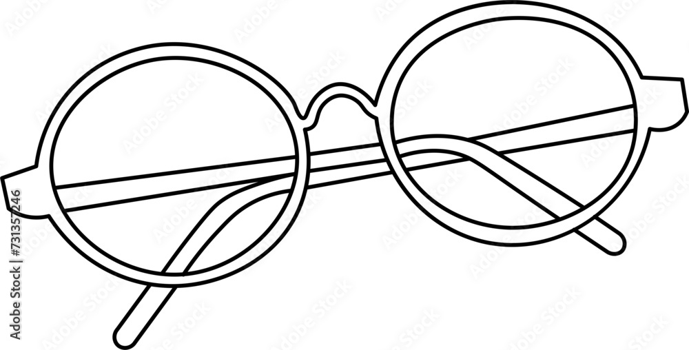 Round Glasses Outline Illustration Vector Round Glasses Outline Illustration Vector