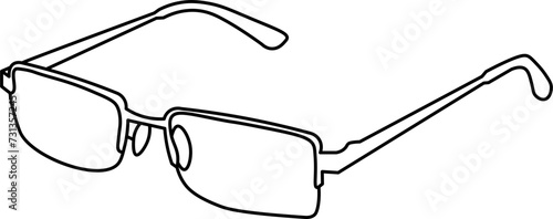Rimless Glasses Outline Illustration Vector