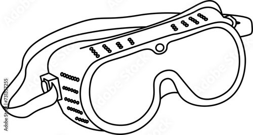 Safety Glasses Outline Illustration Vector