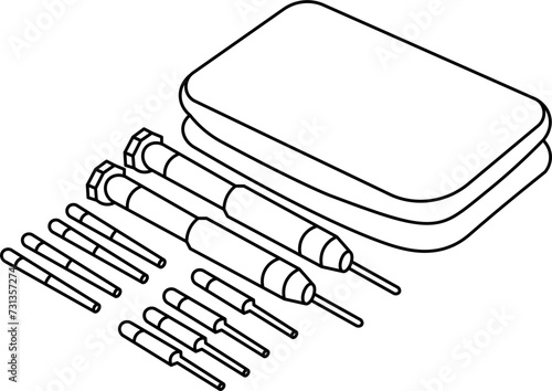Glasses Repair Screwdriver Outline Illustration Vector