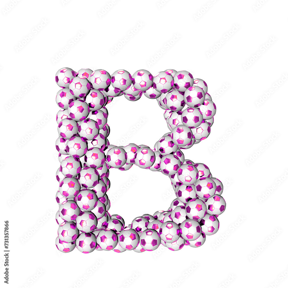 Symbol made from purple soccer balls. letter b Symbol made from purple soccer balls. letter b