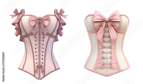 Corset coquette and baroque style in pink color over isolated transparent background photo