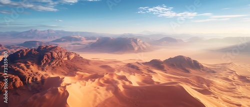 A vast desert landscape stretching as far as the eye can see