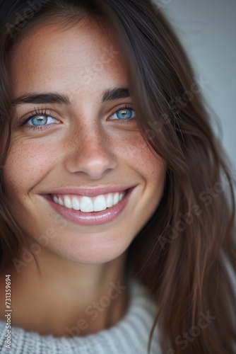 portrait of a woman with a natural beautiful genuine smile