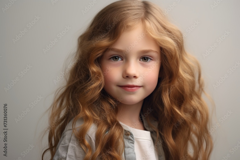 Portrait of a beautiful little girl with long curly hair. Studio shot. Portrait of a beautiful little girl with long curly hair. Studio shot.