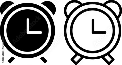 alarm clock icon, sign, or symbol in glyph and line style isolated on transparent background. Vector illustration