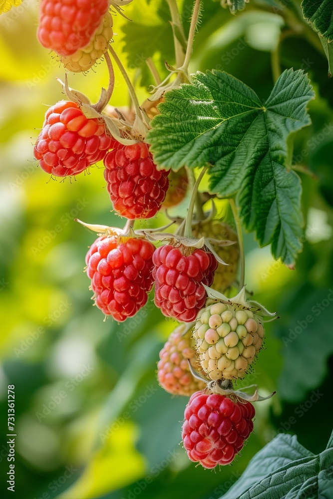 Raspberries Hanging From a Tree Raspberries Hanging From a Tree
