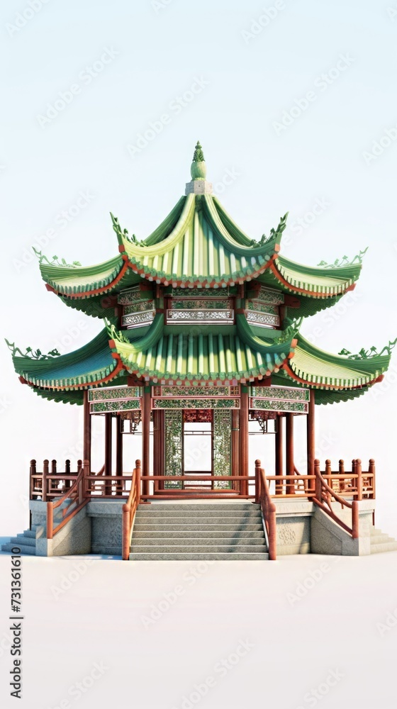 Fototapeta premium chinese style jade green gazebo pagoda, ai