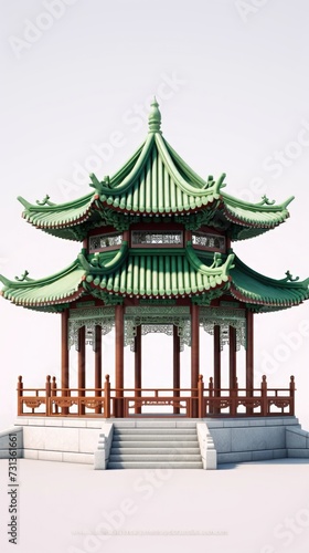 chinese style jade green gazebo pagoda, ai