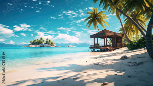 Relaxing on a Tropical Beach with Palm Trees and Clear Blue Waters