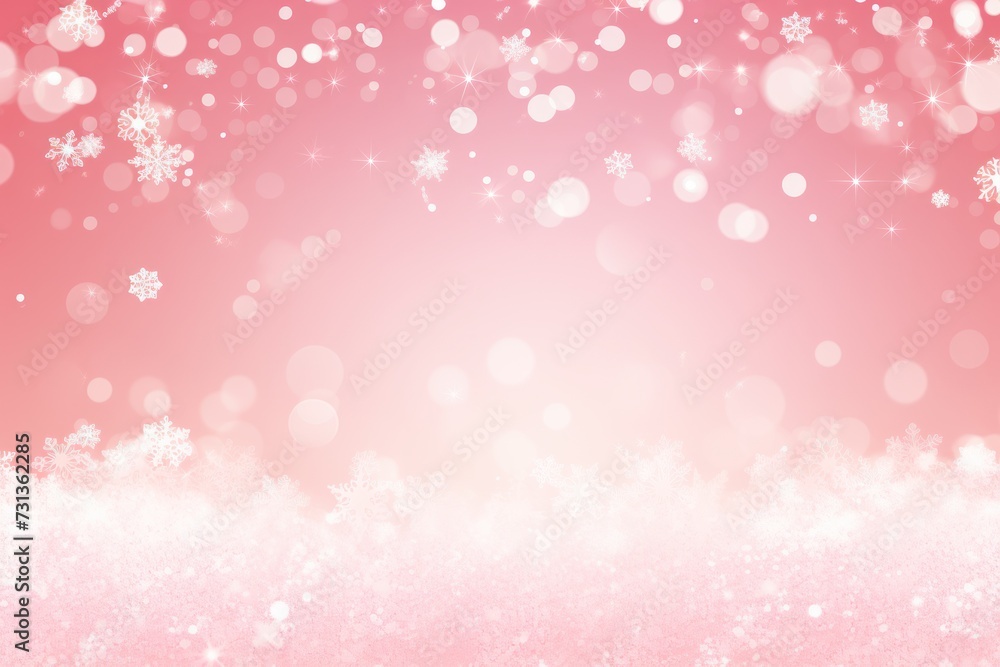Pink christmas card with white snowflakes vector illustration 