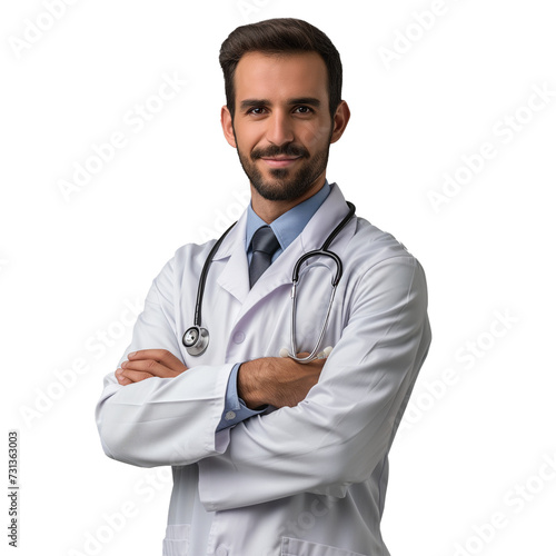 portrait of a smiling doctor isolated on transparent background