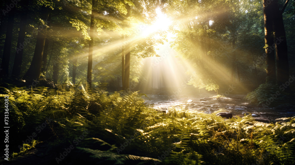 Landscape shot with stunning lens flare and bokeh effects