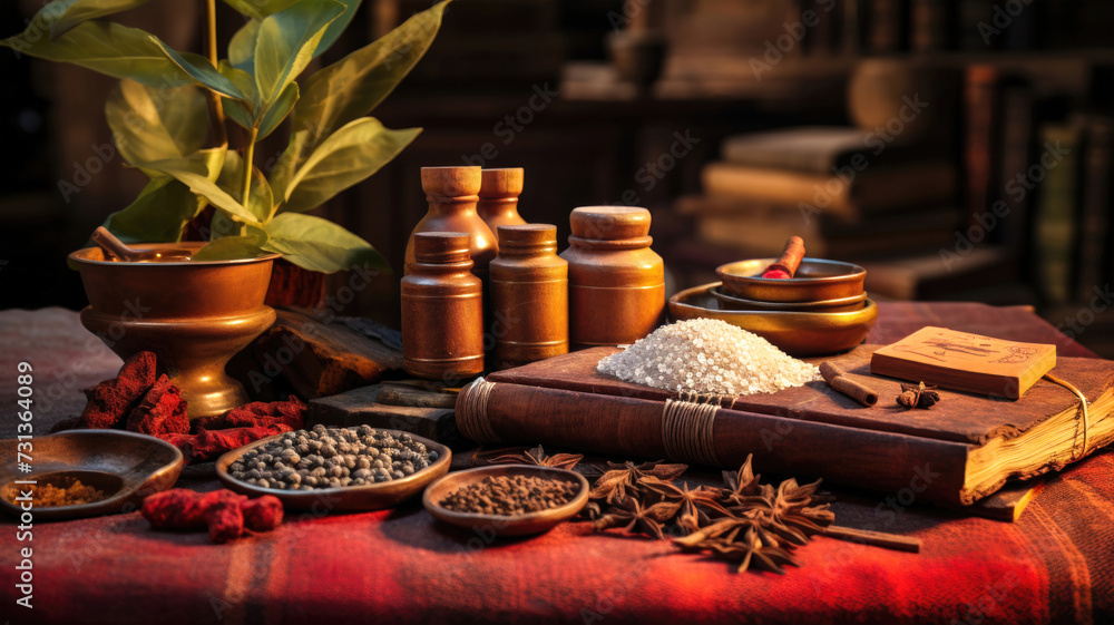 Photorealistic image of Ayurveda science and metaphysics