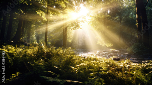 Landscape shot with stunning lens flare and bokeh effects