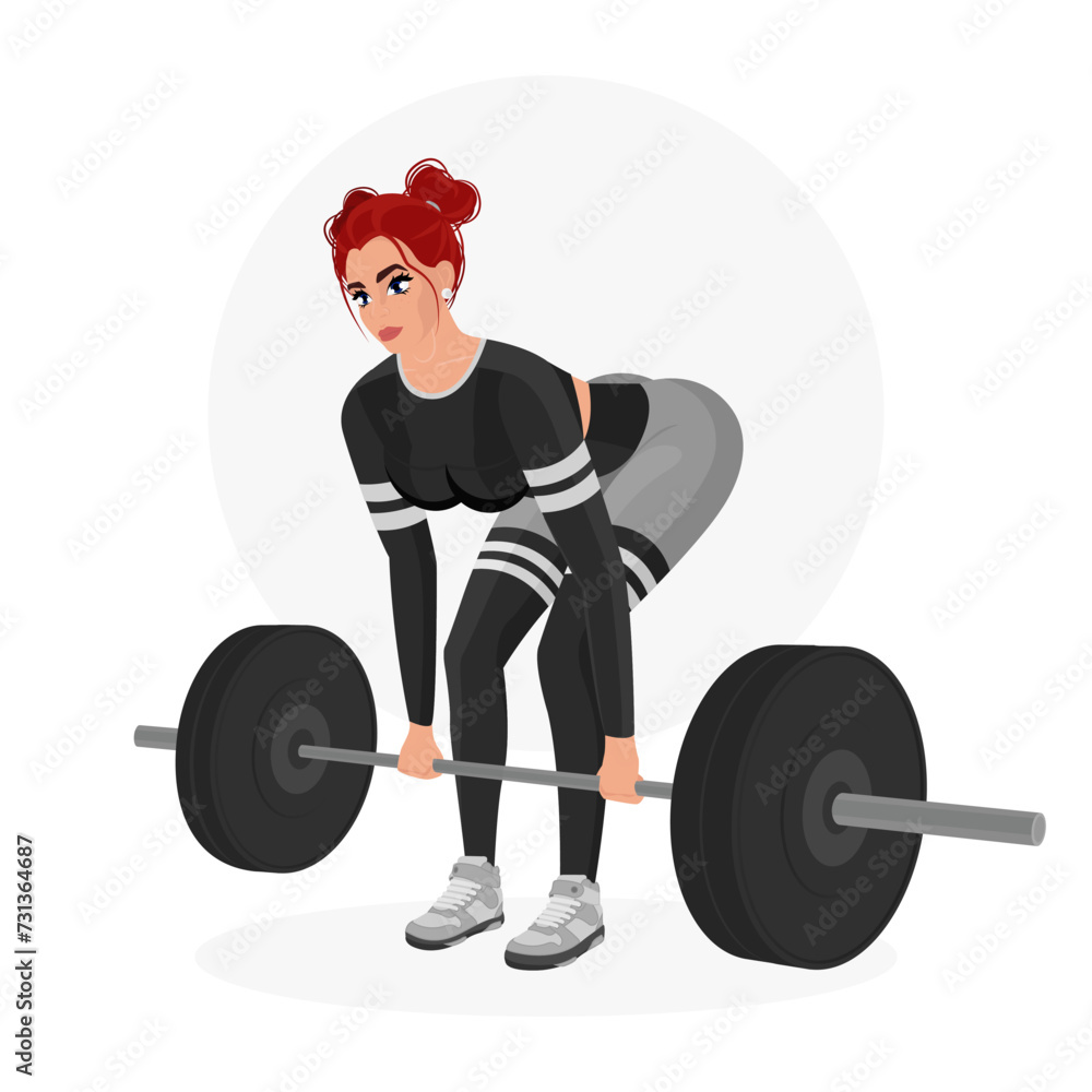 Illustration of a beautiful athletic girl working out in the gym. Fitness girl. Sports girl. Illustration of a beautiful athletic girl working out in the gym. Fitness girl. Sports girl.