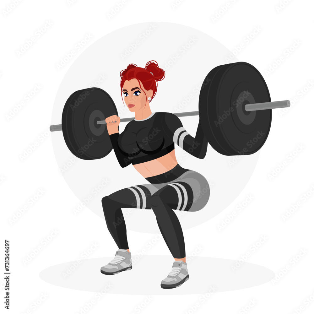 Illustration of a beautiful athletic girl working out in the gym. Fitness girl. Sports girl. Illustration of a beautiful athletic girl working out in the gym. Fitness girl. Sports girl.