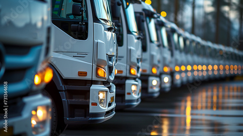 Big group of trucks parked