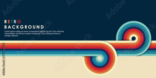 Retro vintage 70s style stripes background poster lines. shapes vector design graphic 1970s retro background. abstract stylish 70s era line frame illustration	