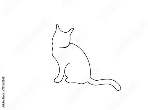 Cat Single Line Art Drawing
