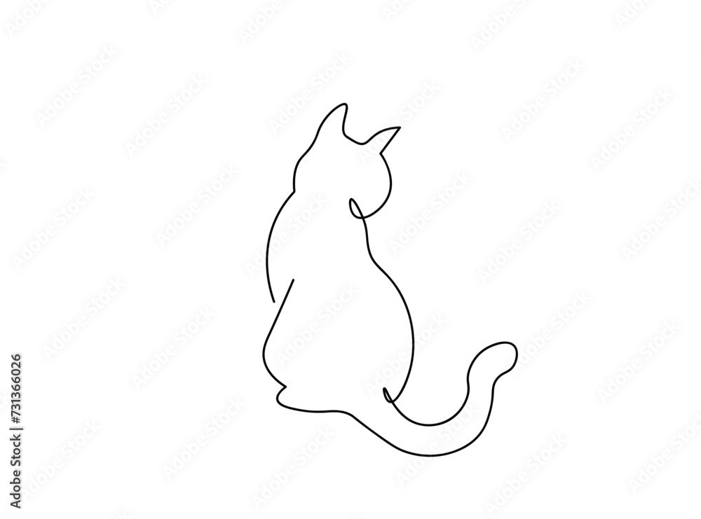 Cat Single Line Art Drawing Cat Single Line Art Drawing