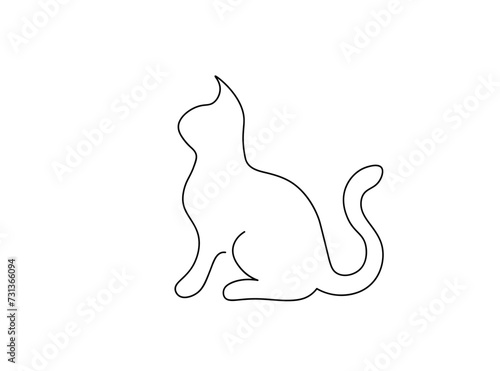 Cat Single Line Art Drawing