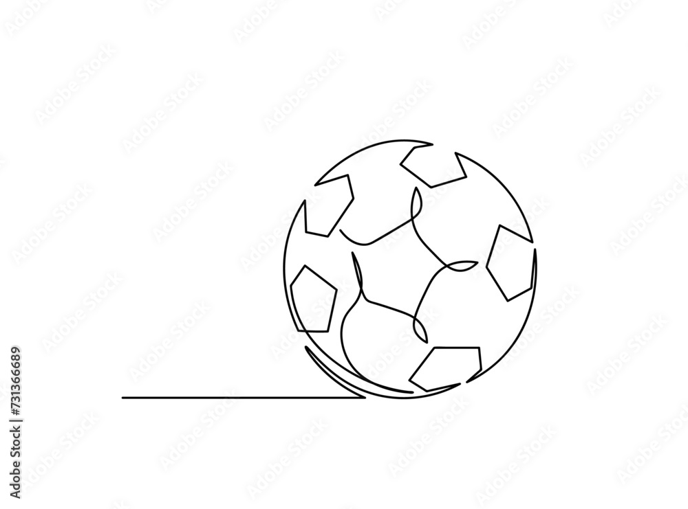 Fototapeta premium Soccer Ball Single Line Art Drawing