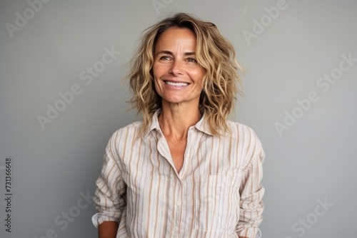 Portrait of a happy middle-aged woman smiling at the camera