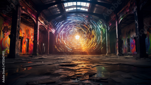 Abandoned Warehouse Revived with Vibrant Light Painting