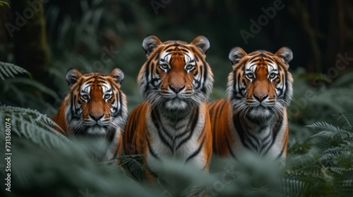 National Wildlife Day Frame Background. Copy space area for text. Tiger with blurry forest background © Mentari