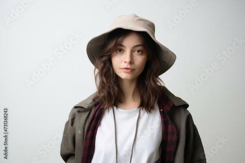 Portrait of a beautiful young girl in a hat and coat. © Inigo