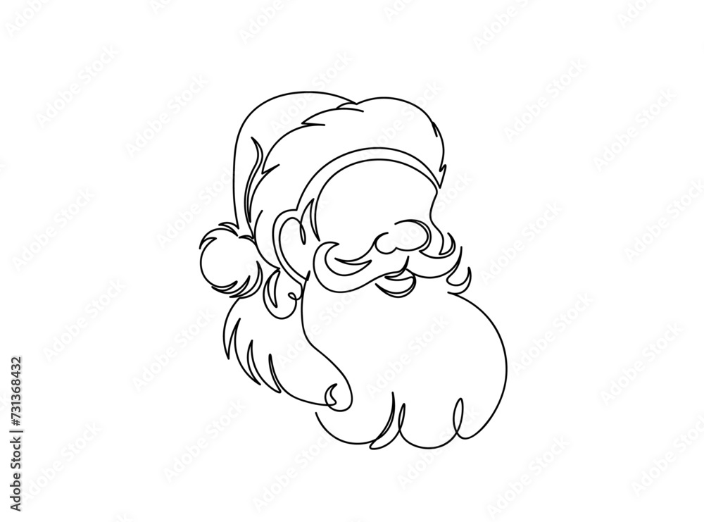 Santa Face Single Line Art Drawing Santa Face Single Line Art Drawing