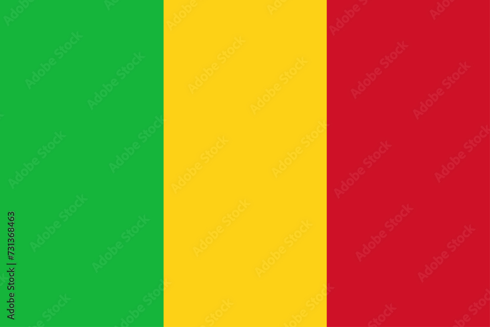Mali official flag wave isolated on png or transparent background. vector illustration.