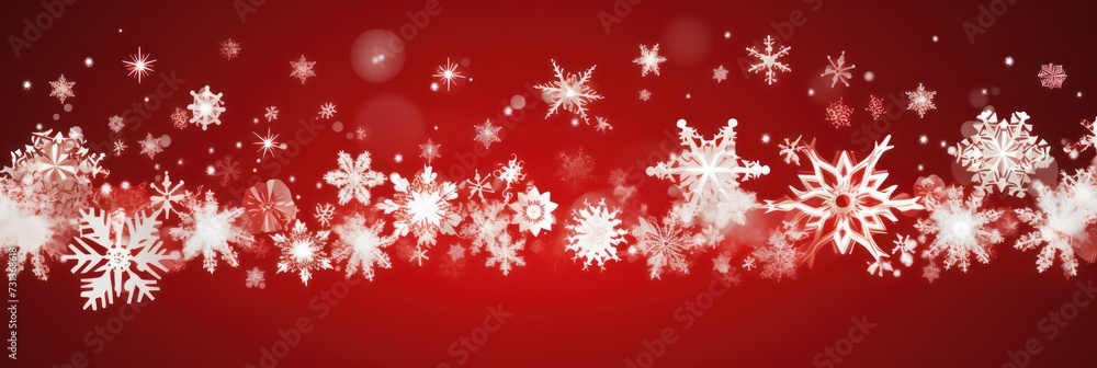 Red christmas card with white snowflakes vector illustration 