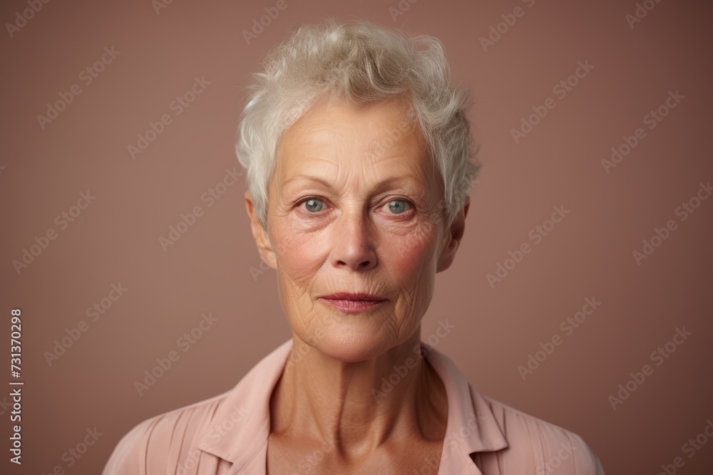 Portrait of a senior woman with wrinkles on her face looking at camera Portrait of a senior woman with wrinkles on her face looking at camera